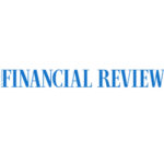 Blue text on a white background reads FINANCIAL REVIEW in large capital letters, with a small vertical text on the left edge that is hard to read.