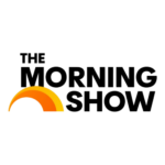 Logo for The Morning Show featuring bold black text and a stylized orange and yellow semi-circle resembling a rising sun under the word Morning on a light background.