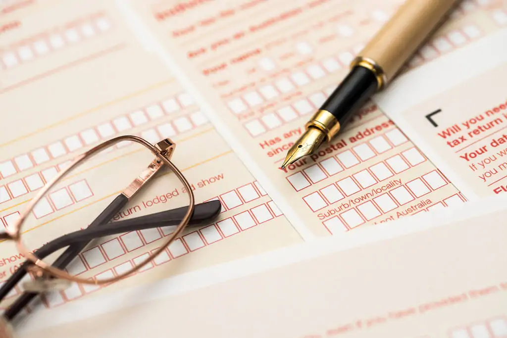 Filling out an Australian tax form.